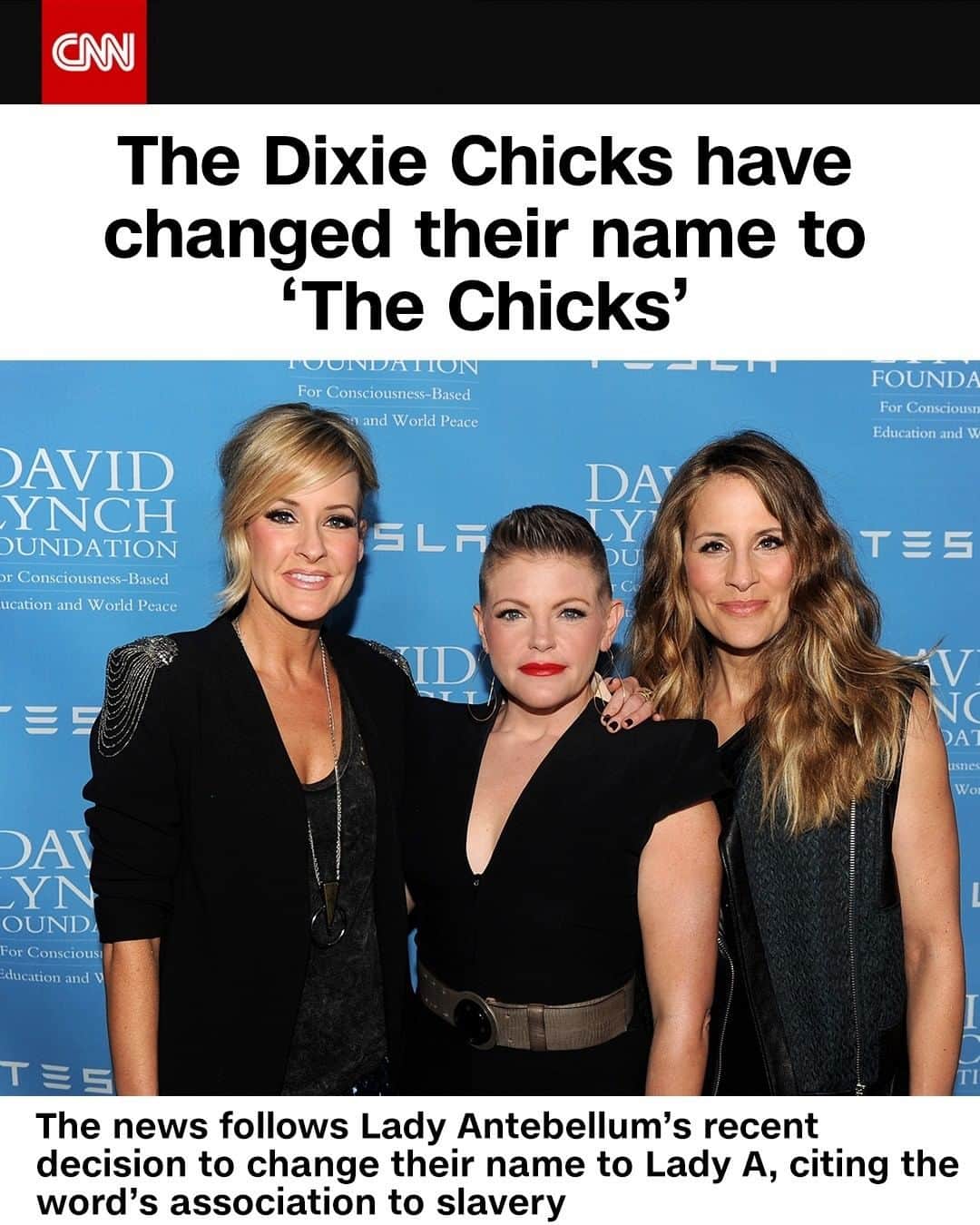 CNNさんのインスタグラム写真 - (CNNInstagram)「The Dixie Chicks will now be called the Chicks. The country band announced the news on their website Thursday with the caption, "We want to meet this moment." The word Dixie typically refers to the land south of the Mason-Dixon line, where slavery was legal. The Chicks will release their first album in nearly 14 years on July 17. (📸: Kevin Winter/Getty)」6月26日 6時19分 - cnn