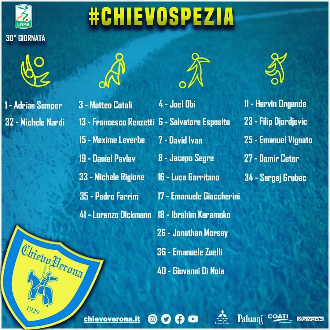 ACキエーヴォ・ヴェローナさんのインスタグラム写真 - (ACキエーヴォ・ヴェローナInstagram)「📋 #ChievoSpezia: i 2⃣4⃣ convocati gialloblù 💛💙 #Bentegodi #campionato #gialloblù #seriebkt #football #forzachievosempre #chievo #chievoverona #calcio #convocati」6月25日 23時52分 - acchievoverona