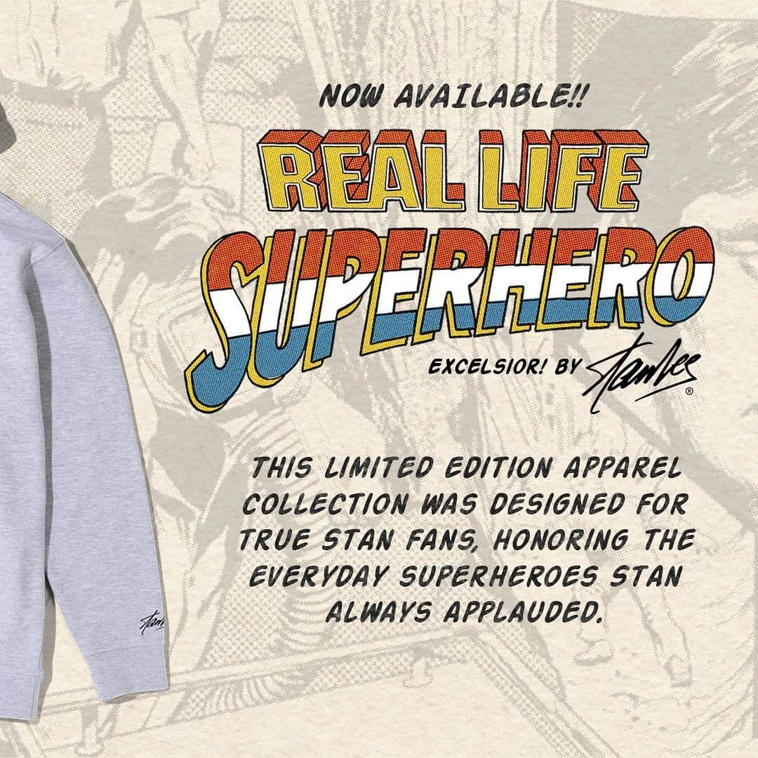 スタン・リーさんのインスタグラム写真 - (スタン・リーInstagram)「💥 NOW AVAILABLE 💥 ... Excelsior! Real Life Superhero Collection • Stan Lee celebrated heroes of all kinds in his comics. This limited edition apparel collection was designed for true Stan fans, honoring the everyday superheroes Stan always applauded. The collection is available for just 4 days, so don't sleep 💤 • A portion of proceeds supports real life heroes working on the front lines via @frontlinefoods. Frontline Foods gives much needed support to restaurant and healthcare workers by providing healthy meals from local restaurants in 50+ cities. • @excelsiorbystan is the official brand honoring the legacy of Stan Lee, owned and operated by POW! Entertainment, the independent company Stan founded in 2001. • Link in bio 🛒 #stanlee #excelsior #reallifesuperhero」6月26日 1時00分 - therealstanlee