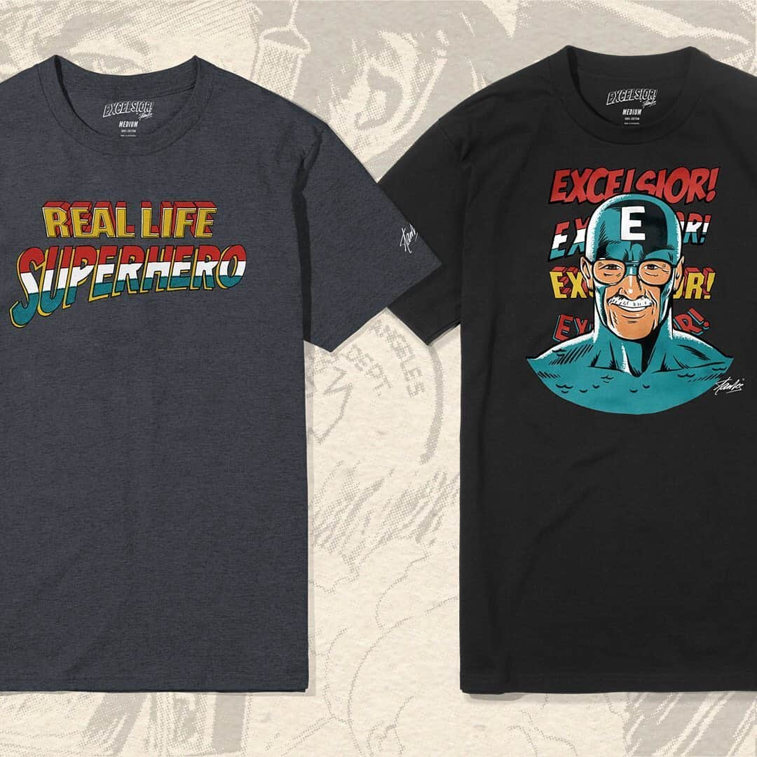 スタン・リーさんのインスタグラム写真 - (スタン・リーInstagram)「💥 NOW AVAILABLE 💥 ... Excelsior! Real Life Superhero Collection • Stan Lee celebrated heroes of all kinds in his comics. This limited edition apparel collection was designed for true Stan fans, honoring the everyday superheroes Stan always applauded. The collection is available for just 4 days, so don't sleep 💤 • A portion of proceeds supports real life heroes working on the front lines via @frontlinefoods. Frontline Foods gives much needed support to restaurant and healthcare workers by providing healthy meals from local restaurants in 50+ cities. • @excelsiorbystan is the official brand honoring the legacy of Stan Lee, owned and operated by POW! Entertainment, the independent company Stan founded in 2001. • Link in bio 🛒 #stanlee #excelsior #reallifesuperhero」6月26日 1時00分 - therealstanlee