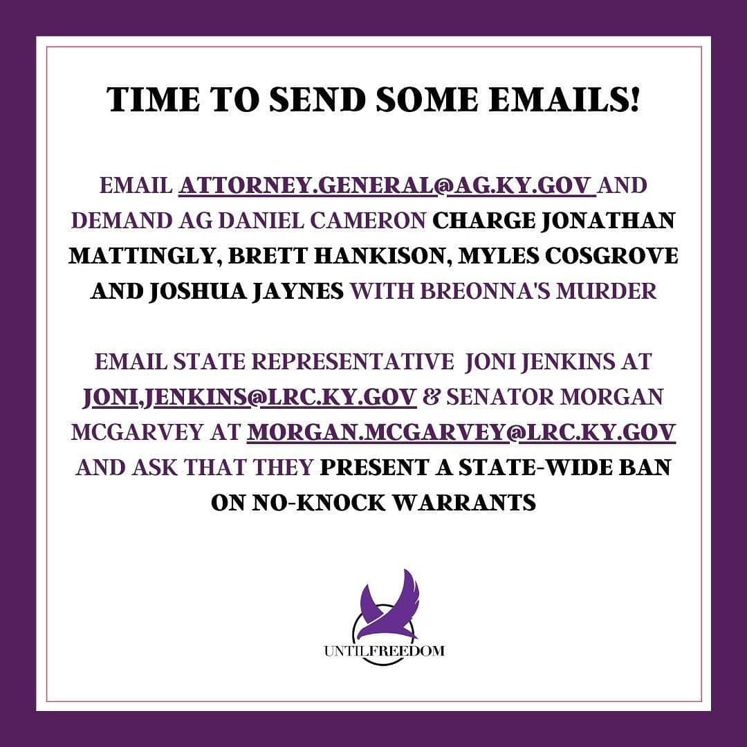 アリシア・キーズさんのインスタグラム写真 - (アリシア・キーズInstagram)「How are you showing up for #BreonnaTaylor?? It’s been 100 DAYS and still no justice! TODAY in solidarity with the @untilfreedom rally for Breonna Taylor in Kentucky we DEMAND that @danieljaycameron charge and arrest Jonathan Mattingly, Brett Hankison, Myles Cosgrove and Joshua Jaynes.⁣ ⁣⁣ ⁣ We also demand that state representatives Joni Jenkins and senator Morgan McGarvey present a statewide ban on No-Knock Warrants. ⁣ ⁣⁣ ⁣ Share this!! Make and post your own videos and email these people relentlessly. Link in my bio to easily send a tweet tagging the right ppl. Sending love and gratitude for everyone who refuses to be silent until there is #JusticeForBreonnaTaylor #SayHerName」6月26日 1時03分 - aliciakeys