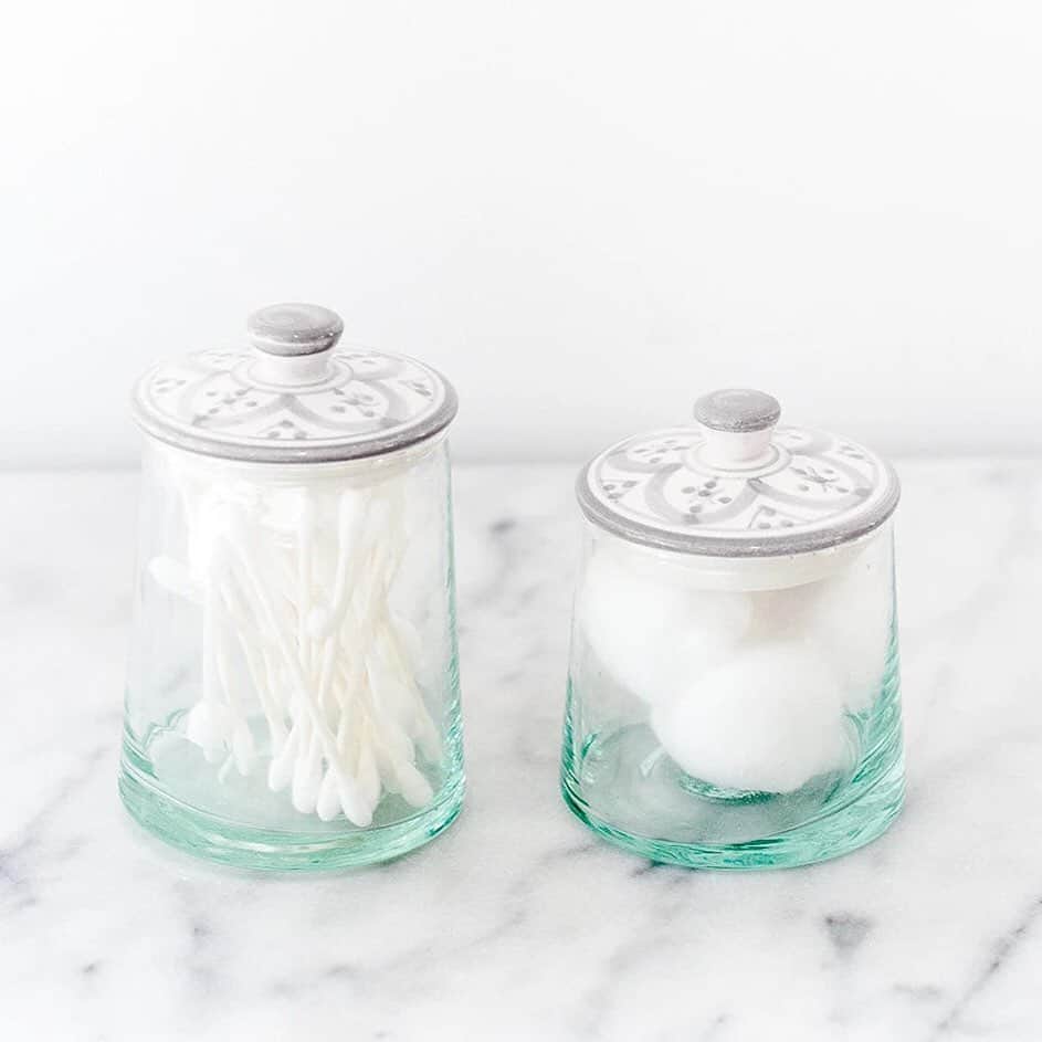 The Little Marketさんのインスタグラム写真 - (The Little MarketInstagram)「Store everyday necessities in style. These glass jars are handmade in Morocco and come in two sizes, large and small, so you can organize effortlessly. Tap to shop.」6月26日 2時03分 - thelittlemarket