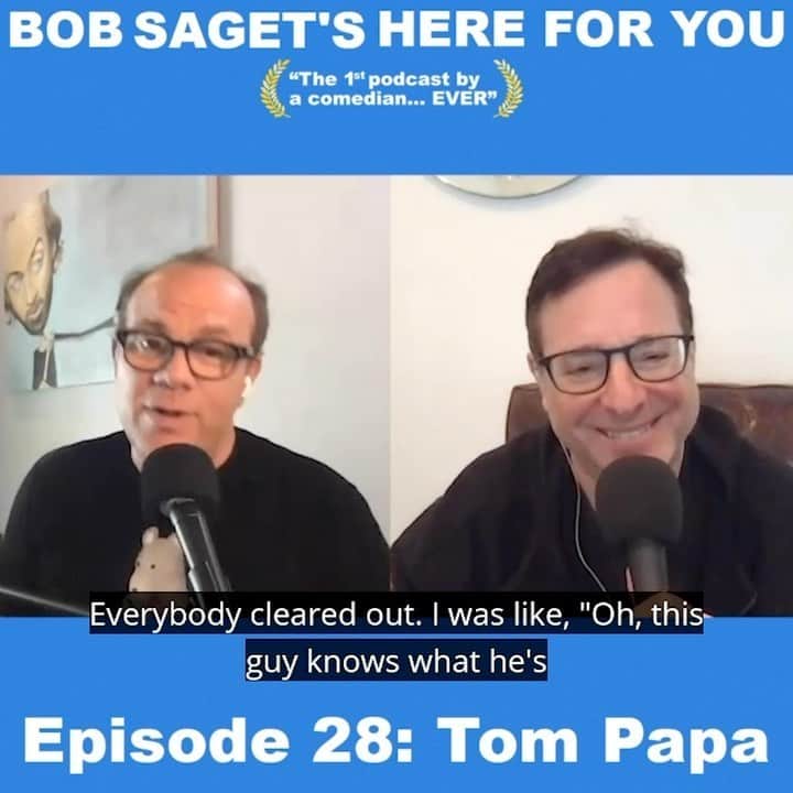 ボブ・サゲットのインスタグラム：「‪@tompapa is my smart and incredibly funny friend that I get to converse with on TODAY’S NEW Podcast, Episode 28, Titled, “Tom Papa and Bob Talk About the Role of Positivity in Comedy.” @spotify @spotifypodcasts - Follow & Listen for Free at: https://spoti.fi/2B1VAFD ‬ @spotifysweden @spotifybrasil @spotifysuomi @spotifynorge @spotifydanmark @spotifypoland @spotifyaunz @spotifyspain @spotifysa @spotifyindia @spotifyjp @spotifyasia @spotifyuk @spotifymx @spotifycanada @spotifynl @spotifyde @spotifyfrance @spotifyitaly @spotifyarabia @spotifylatam @spotifyksa @studio71us @studio71fr @studio71uk @studio71it #podcasts」
