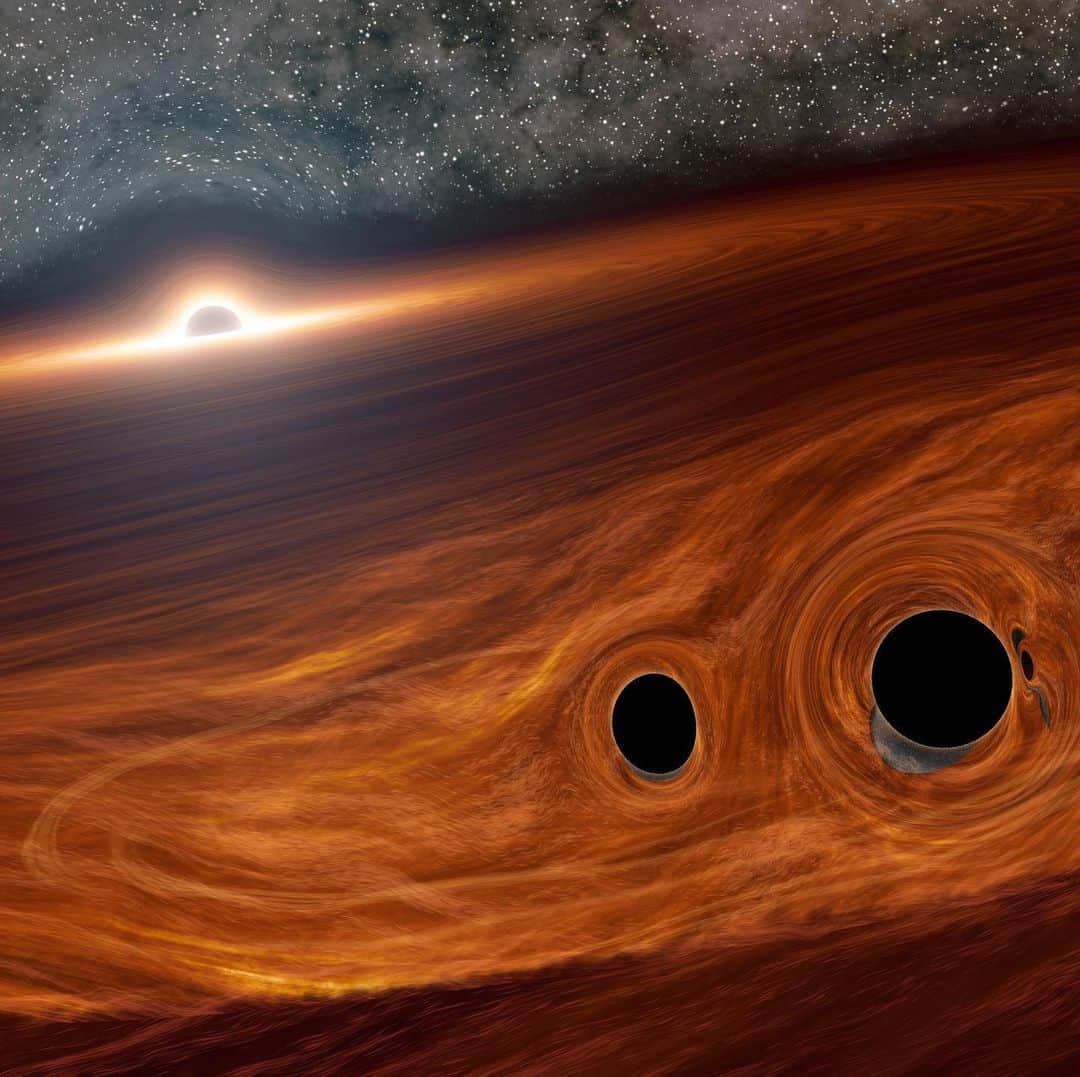 アメリカ自然史博物館さんのインスタグラム写真 - (アメリカ自然史博物館Instagram)「RESEARCH ALERT: It’s long been assumed that nothing can escape from a black hole… or can it? A new study, based on a theory developed by Museum astronomers, describes what might be the first light ever detected from a black hole merger. Read more with the #linkinbio. [🎨 Caltech]」6月26日 4時16分 - amnh