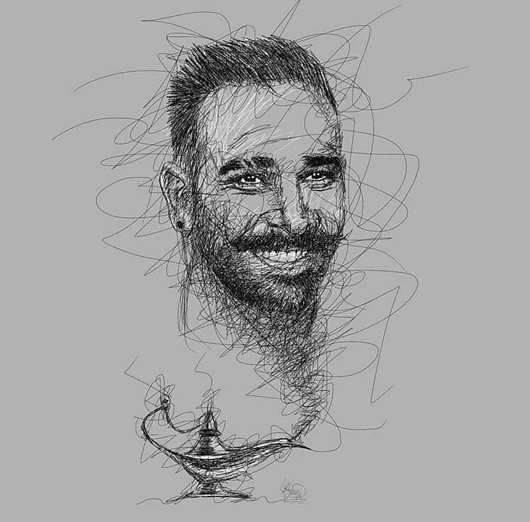 アディル・ラミのインスタグラム：「Merci @sebdrawing ,,, 🧞‍♂️ ✍️... hâve a good day les copains 😘 #onlesauralesmechants」
