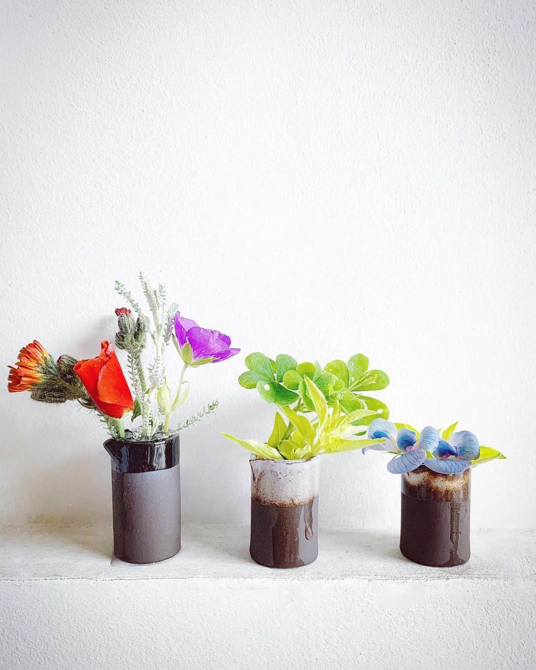 Tea and sittingのインスタグラム：「☘️...I absolutely love my new tiny vases which arrived this week from @nakedclayceramics ... I have a bit of a thing for miniature ceramics and they fit in perfectly with my others! ♥️🌿✨( swipe across to see )」