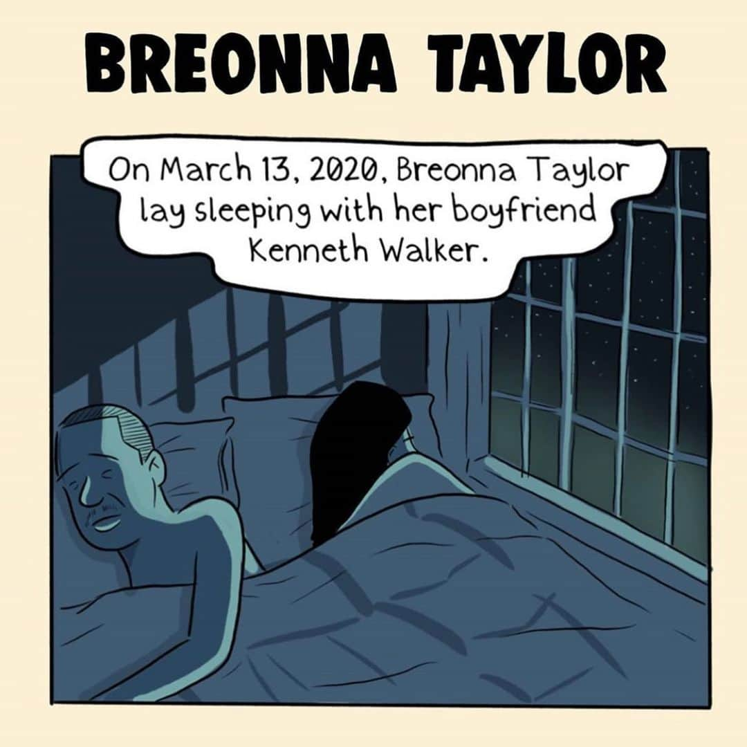 ルピタ・ニョンゴさんのインスタグラム写真 - (ルピタ・ニョンゴInstagram)「Breonna Taylor.  #Repost and credit: @TheFakePan *NOTE: although the police are illustrated here in uniform, the officers who raided Breonna’s apartment were plain clothed. Kenneth Walker was originally charged with Breonna’s murder, the charges were later dropped.」6月26日 7時54分 - lupitanyongo