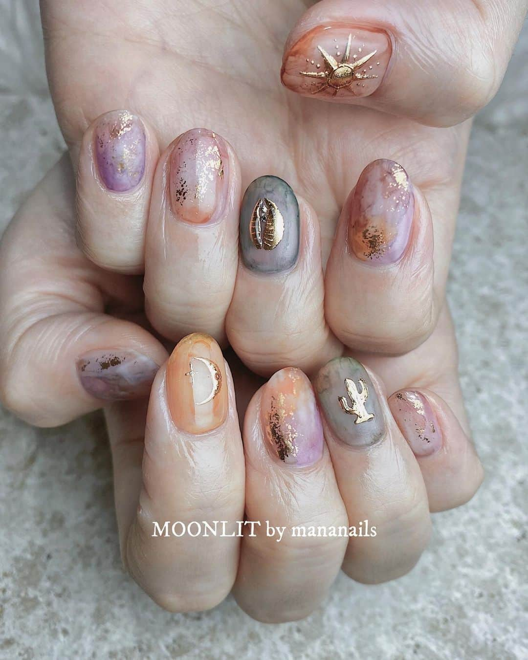 mananailsさんのインスタグラム写真 - (mananailsInstagram)「nuance × charm🌙🌵🌞 ㅤ ☾90min design」6月26日 7時56分 - mananails