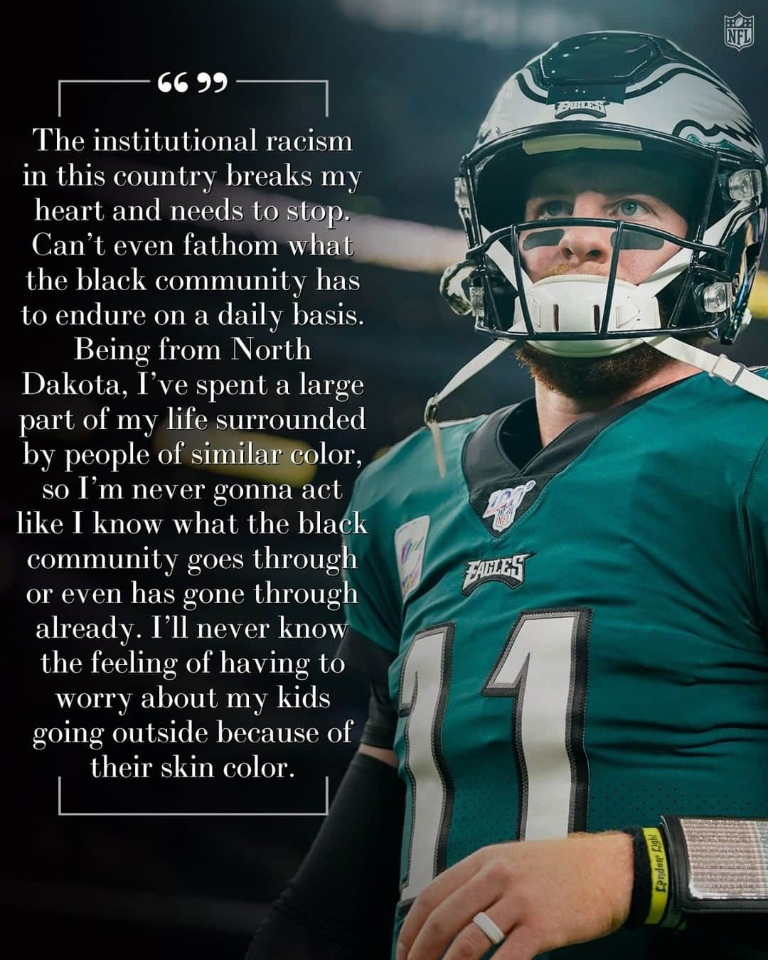 NFLさんのインスタグラム写真 - (NFLInstagram)「Carson Wentz speaks out. #InspireChange (via @cj_wentz11)」6月26日 9時30分 - nfl