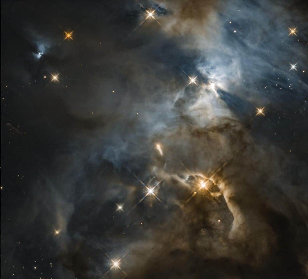 のインスタグラム：「Hubble Sees Cosmic Flapping ‘Bat Shadow’ 🦇 👀  Astronomers using @NASAHubble previously captured a remarkable image of a young star's unseen, planet-forming disk casting a huge shadow across a more distant cloud in a star-forming region. The star is called HBC 672, and the shadow feature was nicknamed the "Bat Shadow" because it resembles a pair of wings. The nickname turned out to be unexpectedly appropriate, because now those "wings" appear to be flapping!  Read more at the link in our bio.  Credit: NASA, ESA, and STScI #nasagoddard #nasa #space #science #bat #shadow」