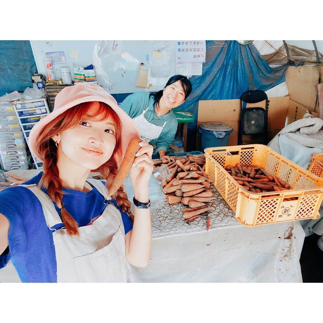 紗栄子さんのインスタグラム写真 - (紗栄子Instagram)「まいちゃんと出荷用のにんじんの袋詰めをして🥕、﻿ ﻿  @vege8 のHPで私の写真を二次使用していたまーくんからB品のにんじんをたくさんいただいて👩‍🌾、﻿ ﻿ 毎日一緒にレッスンをしてくれているクルスくんに差し入れ🏇🥕✨﻿ ﻿ #綾町自然生態系農業 #北野さんちのにんじん」6月26日 11時42分 - saekoofficial