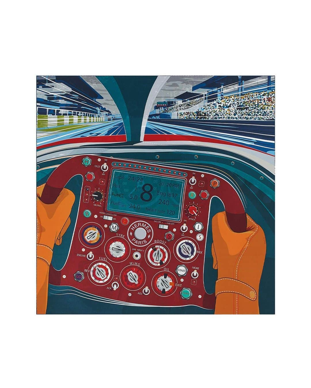 エルメスさんのインスタグラム写真 - (エルメスInstagram)「Race to get one.  #F1scarf #Speedthrills  #Accelerate  #Hermes  Illustration by @eleozore」6月27日 1時00分 - hermes