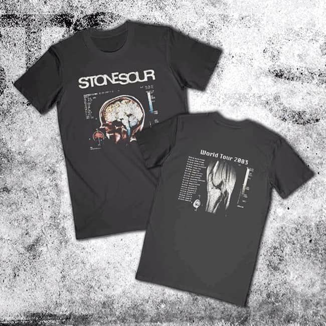 Stone Sourのインスタグラム：「Throwback to 03'. Get your hands on this vintage-inspired World Tour tee, now available in our webstore. Shop at store.stonesour.com (link in story)」