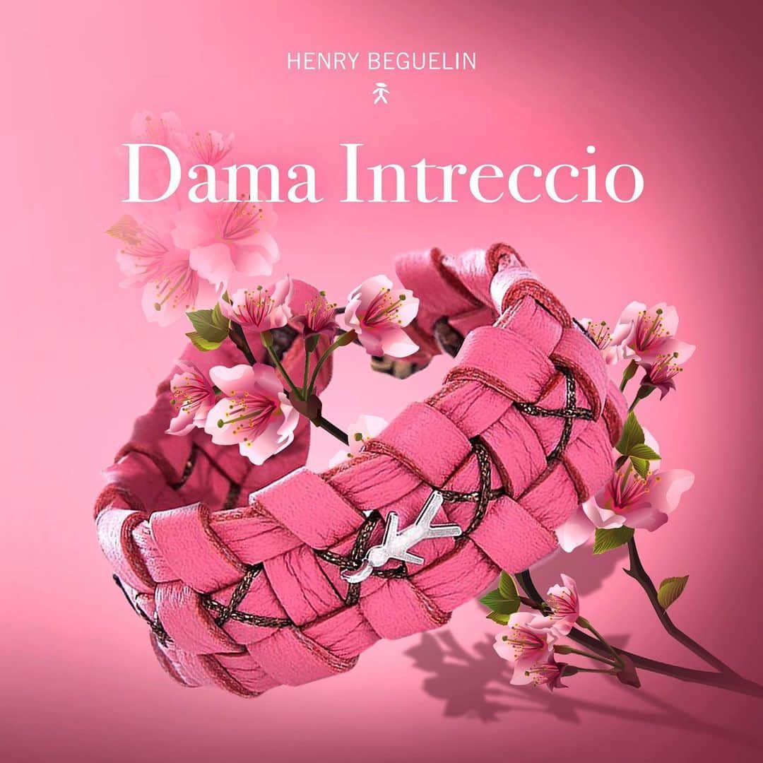 エンリーベグリンのインスタグラム：「🌷🌺 #HenryBeguelin Dama Intreccio bracelet in cyclamen color.」