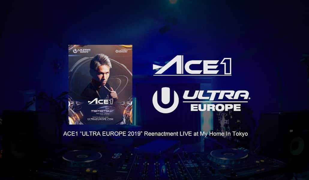 DJ ACEさんのインスタグラム写真 - (DJ ACEInstagram)「📺⚡︎﻿ ﻿ 【明日、6/27 (土)22時から「ウルトラヨーロッパ2019」の再現ライブセットを自宅から配信！】﻿ ﻿ ULTRA EUROPE 2019からちょうど１年。﻿ 今年2020年が開催されないということで、昨年のULTRA EUROPE 2019でのライブを元にした再現セットを東京の自宅からプレミア配信します！﻿ コロナになってライブ配信するようになってから色々改善を重ねてきた集大成的な作品にしたくて、カメラ５台、ライティング等にもこだわった自宅配信レベルを超えたライブセットにするのでみなさん是非是非ご参加、コメント、高評価、チャンネル登録、応援などなどよろしくう﻿ ︎﻿ プロフィール下リンク、もしくはストーリーより！﻿ ▼﻿ @ace1djace﻿ https://youtu.be/1csy8X85GGY﻿ ﻿ ﻿ ■ 27th JUNE. SAT 22PM(JST) ﻿ ﻿ 【ACE1 ”ULTRA EUROPE 2019” Reenactment LIVE @ My Home In Tokyo】on YouTube﻿ ▼﻿ @ace1djace (link in bio / stories)﻿ https://youtu.be/1csy8X85GGY﻿ ﻿ #UltraEurope #ACE1 #YouTube﻿ #自宅配信」6月26日 18時06分 - ace1djace