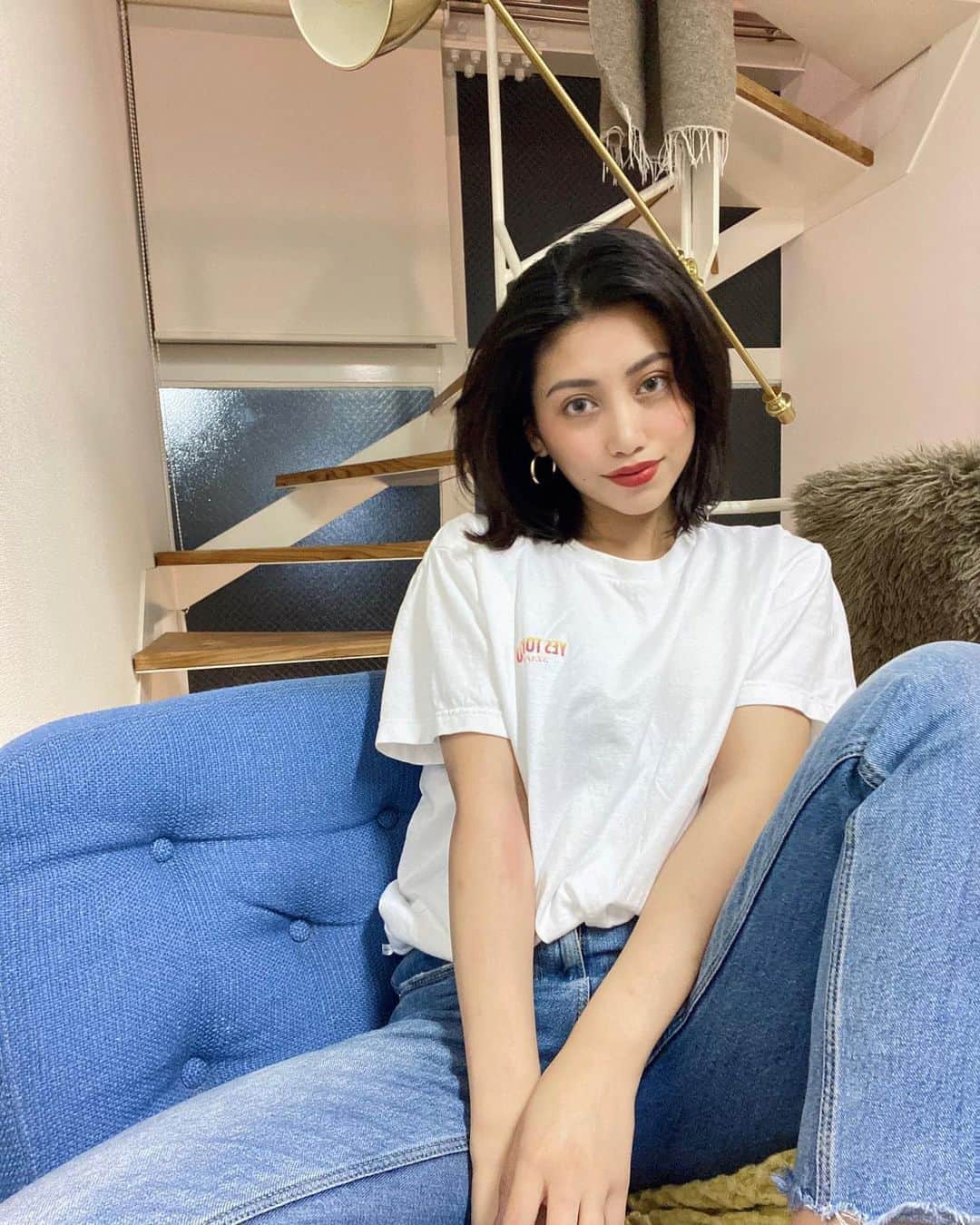 安部ニコルのインスタグラム：「めちゃ可愛なTシャツゲット✨ 👚🥤: @yestokyo  バックプリントが派手なTシャツ好き！たくさん着回しできそう(*´꒳`*)💕」