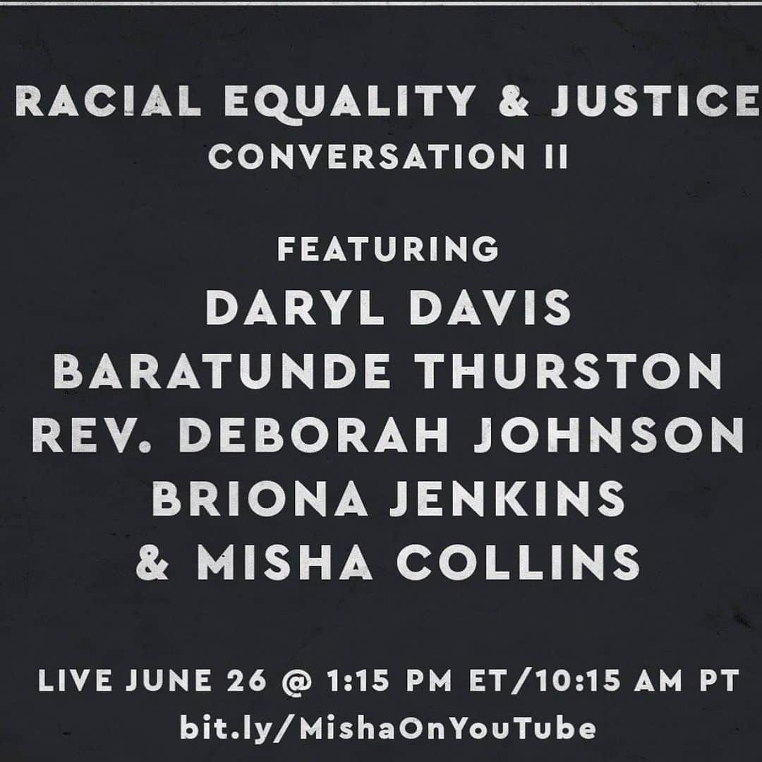 ダニール・ハリスさんのインスタグラム写真 - (ダニール・ハリスInstagram)「Please don’t miss this!!! Tell your friends and family...share this!!! These conversations are so important🖤👉Join Misha Collins as he passes the microphone for a conversation on Racial Equality TODAY at 1:15pm ET/ 10:15am PT with @revdeborahjohnson @realdaryldavis @baratunde and @brionajenkins The link is in my Bio! See you there! #passthemic #blacklivesmatter」6月26日 22時42分 - danneelackles512