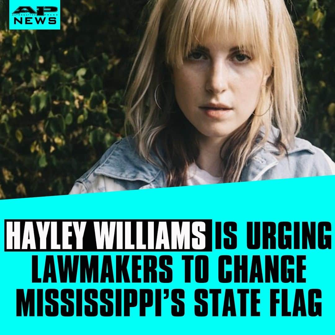 Alternative Pressさんのインスタグラム写真 - (Alternative PressInstagram)「@yelyahwilliams is urging lawmakers in her birth state of Mississippi to create a new state flag that represents all of its citizens ⁠ LINK IN BIO⁠ .⁠ .⁠ .⁠ #hayleywilliams #paramore #mississippi #mississipistateflag #mississippilawmakers #alternativepress #altpress」6月27日 10時30分 - altpress