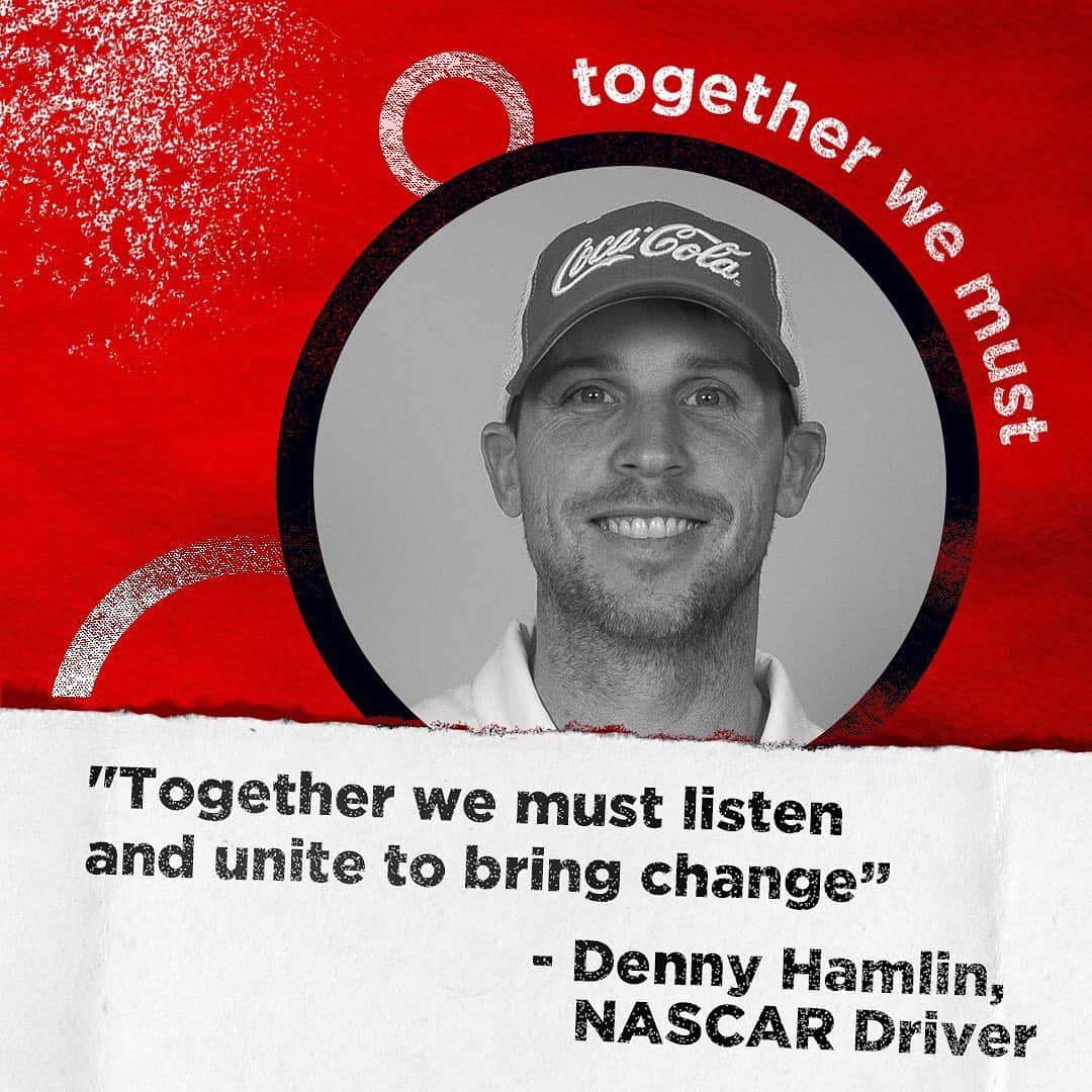 Coca-Colaのインスタグラム：「@nascar knows together we must end systemic racism. That’s why drivers Denny Hamlin, Daniel Suárez, Bubba Wallace, Joey Logano and Ryan Newman are speaking out on ways to bring change.」