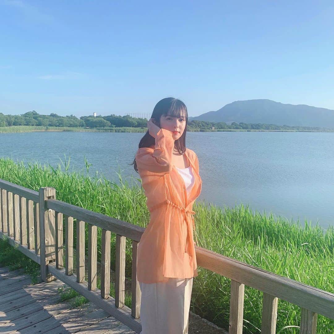 大塚七海のインスタグラム：「ㅤㅤㅤㅤㅤㅤㅤㅤㅤㅤㅤㅤㅤ 佐潟公園🦢🌿 ㅤㅤㅤㅤㅤㅤㅤㅤㅤㅤㅤㅤㅤ 天気が良くてとても気持ち良かったです🌷! ㅤㅤㅤㅤㅤㅤㅤㅤㅤㅤㅤㅤㅤ #ngt48 #新潟 #佐潟公園」