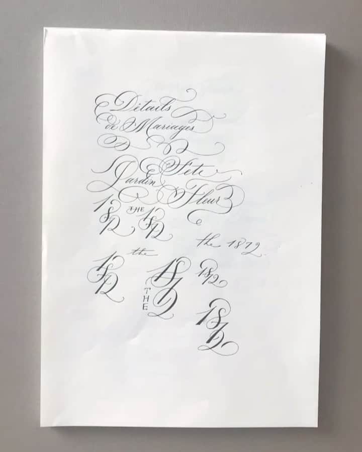 のインスタグラム：「I write every day both for practice and work, and without realizing ended up with stacks and stacks of unsorted sheets of paper. It takes time to sort them all out into project folders, an activity I don’t really look forward to, but still have to do it so that I have a progress and revisions record for each projects. — #practicesheets #truffypi #vhcalligraphy #calligraphy #calligraphylifestyle #calligraphystyling #konmari #sparksjoy #process #journal #behindthescene」
