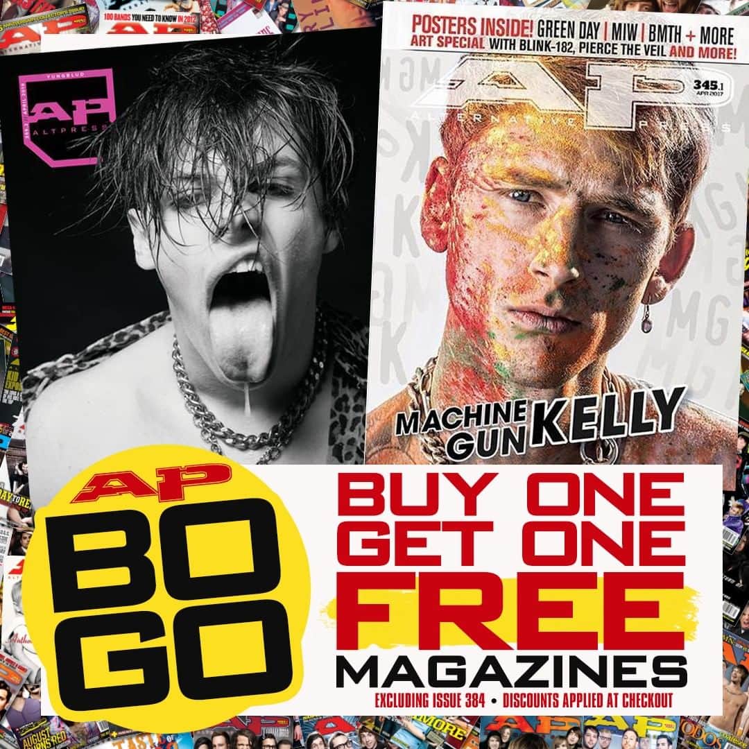 Alternative Pressさんのインスタグラム写真 - (Alternative PressInstagram)「SHIPPING NOW! This weekend only, buy one issue featuring your favorite artist, pick up a second issue for absolutely free 👇⁠ LINK IN BIO⁠ .⁠ .⁠ .⁠ #yungblud #machinegunkelly #mgk #bogo #buyonegetonefree #freemerch #altpress #alternativepress」6月27日 23時01分 - altpress