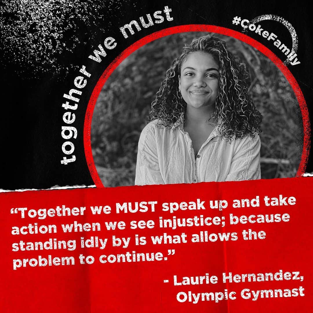 Coca-Colaのインスタグラム：「@teamusa’s Laurie Hernandez, Roderick Townsend, Simone Manuel and Tatyana McFadden know together we must fight for equality and justice.」