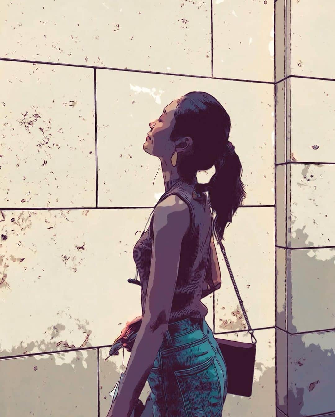 小林ようのインスタグラム：「#🌞 . #denimstyle #summerfashion #2020 #ponytail #tokyo」