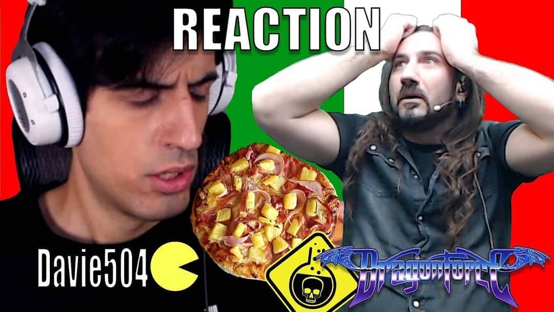 DragonForceさんのインスタグラム写真 - (DragonForceInstagram)「Shock Reaction Video: @geeanzalone watching @davie504 eat Pineapple Pizza. We are dead lol! Do you hate Hawaiian pizza like Gee?  VIDEO Link on bio + stories 😂🤣😱 #dragonforce #reaction #reactionvideos #geeanzalone #drummer #davie504」6月28日 2時29分 - dragonforcehq