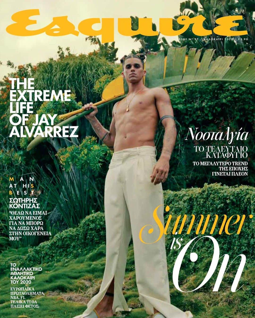 ジェイ・アルヴァリーズのインスタグラム：「Πως πάει✌🏽🇬🇷 Catch ya boy on the cover for @esquire this summer.. shot by @sashasamsonova with @uprisingproductions_ such a fun experience. Muchooo light&Love guys.. now can we get to mykonos? 🥳💕」