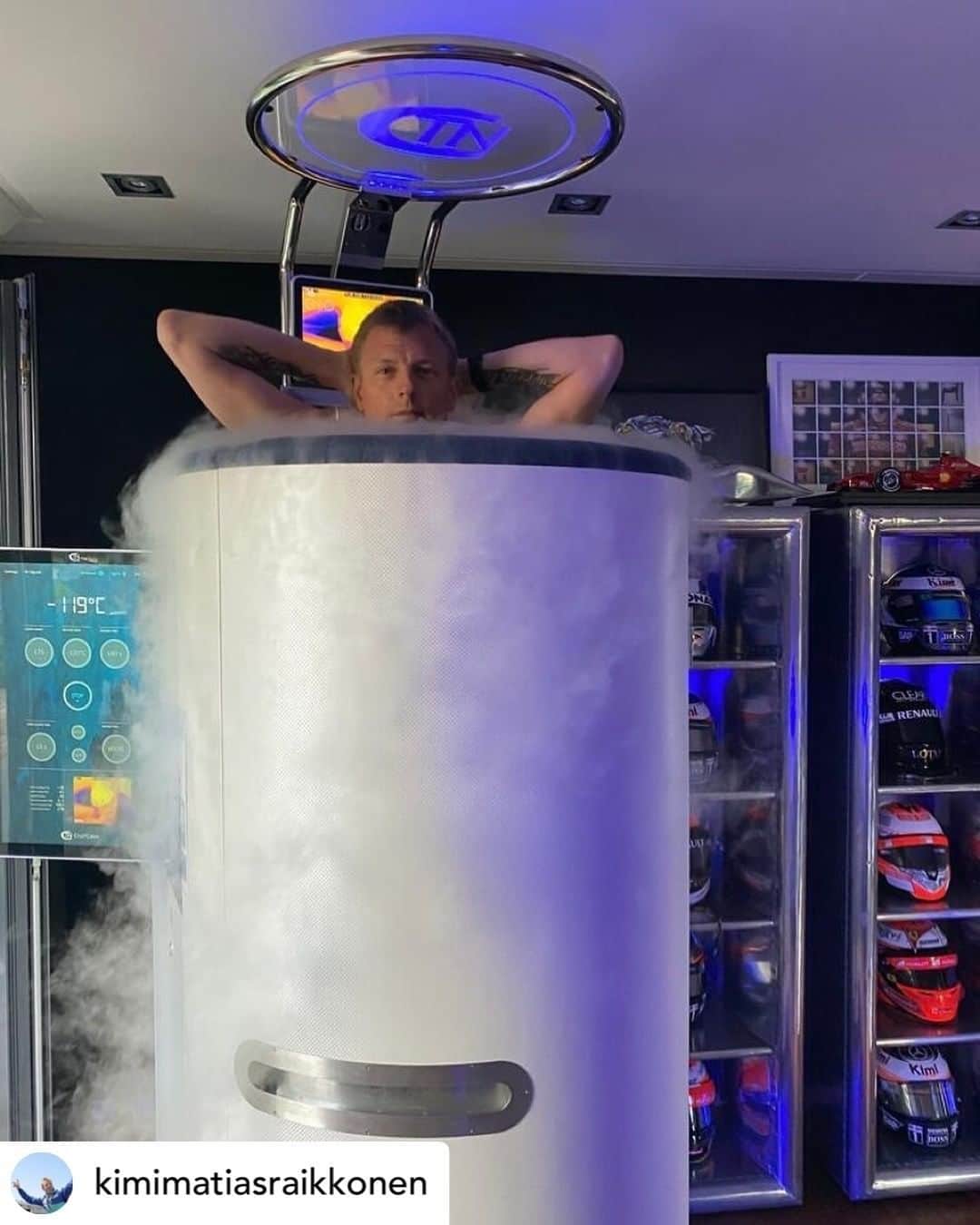 F1さんのインスタグラム写真 - (F1Instagram)「There's a reason he's called the Iceman ❄️⁣⁣ ⁣ Kimi Raikkonen continues his training and recovery ahead of the new season in a chilly cryochamber 🥶⁣ ⁣⁣ #Repost x @kimimatiasraikkonen ⁣⁣ ⁣⁣ #F1 #Formula1 #Motorsport #Kimi #Raikkonen #Iceman #AlfaRomeo @alfaromeoracing」6月28日 3時39分 - f1