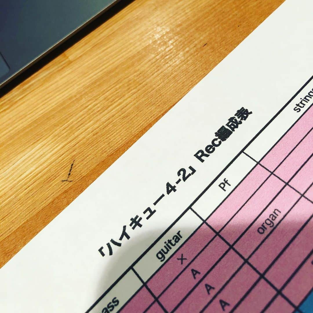 林ゆうきさんのインスタグラム写真 - (林ゆうきInstagram)「本日からハイキュー!!の追加レコーディング、いざ頂きの景色へ！ …実に凶悪なテンポのラインナップ。」6月28日 12時56分 - yukihayashi1231