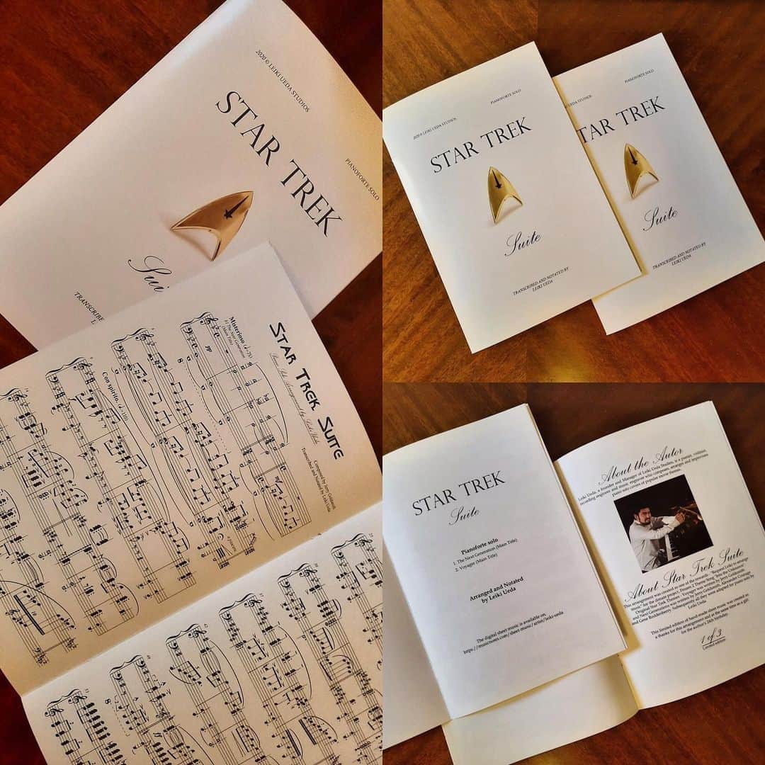 Leiki Uedaのインスタグラム：「My donator and friend Daniel Tyšer from Czech Republic created beautiful handmade sheet music of my "Star Trek Suite". He's so kind that he will send one of it to me!  I cannot tell how happy I am to see people enjoying sheet music, and Daniel is indeed skilled and talented designer. Thank you so much!!」
