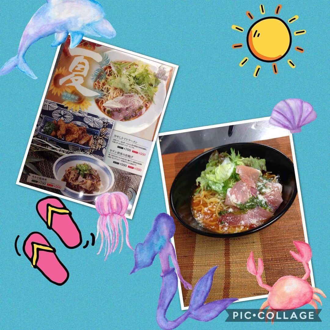 ホテル ラティスのインスタグラム：「ラティス夏メニュー始まりました🌺🌊☀️ オススメは、冷やしトマトラーメン🍅🍜 是非ご賞味くださいね♡ ご注文お待ちしております🤙  #ホテルラティス #つくば市 #夏メニュー」