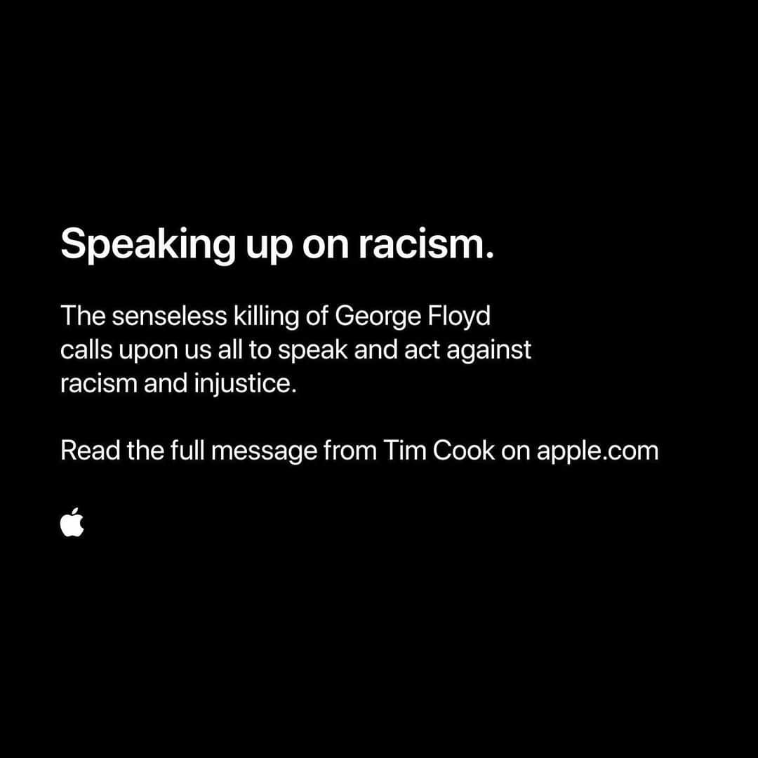 appleさんのインスタグラム写真 - (appleInstagram)「Follow the link in bio to read the full message from Tim Cook and learn about the actions we are taking.  apple.com/speaking-up-on-racism」6月5日 7時23分 - apple