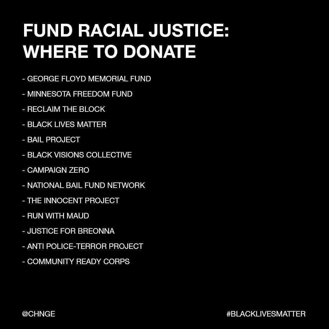 ニーナ・ガルシアさんのインスタグラム写真 - (ニーナ・ガルシアInstagram)「75 ways you can help #BlackLivesMatter from where and who to donate, petitions to sign, how to contact our representatives and how to get more information about the movement. #Repost @chnge ・・・ #BlackLivesMatter. This is not a problem that will solve itself. Take a few minutes to swipe and learn how we can be better allies. Educate yourself and take action. Share this post with friends. Encourage those around you to take action. Together we stand. ✊🏿✊🏻✊🏾✊🏼✊🏽 Some organziations to checkout and follow include @naacp @mnfreedomfund @blklivesmatter @reclaimtheblock @civilrightsorg and @colorofchange to name a few. Please drop more suggestions you may have below. 🖤 #BLM #blacklivesmatter✊🏾 #justiceforfloyd #justiceforgeorgefloyd #justiceforahmaud」6月4日 23時11分 - ninagarcia