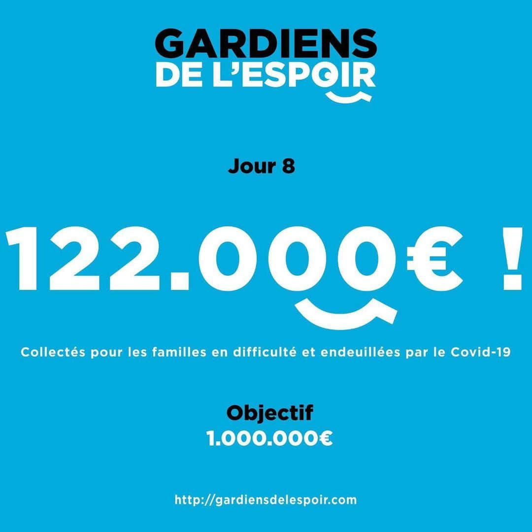 フロリアン・トヴァンさんのインスタグラム写真 - (フロリアン・トヴァンInstagram)「🤩🤩 122.000 euros collectés en 8 jours ! MERCI à tous 🙏💙 On continue 💪 !  @sarahbouhaddi16 ••••• > objectif : 1.000.000€ < •••• Donnons à toutes ces familles en difficulté et endeuillées par le #covid_19 un peu d'espoir pour demain... FAITES UN DON via  http://gardiensdelespoir.com @101_fund et devenez un des Gardiens de l’Espoir  #Gardiensdelespoir #Jointhecause #mercipourelles #family #espoir #demain #merci」6月5日 0時04分 - flotov