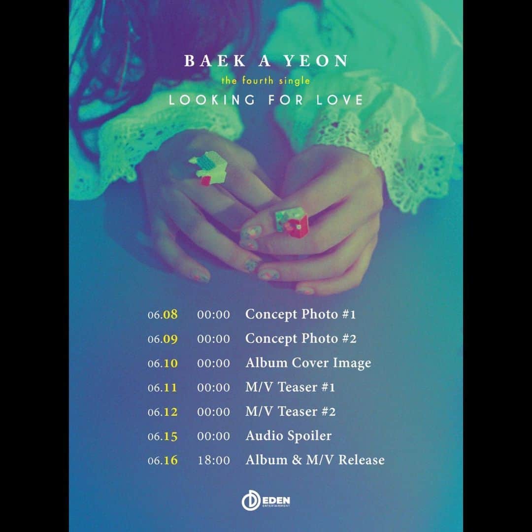 ペク・アヨンさんのインスタグラム写真 - (ペク・アヨンInstagram)「[BAEK A YEON] the fourth single . Release schedule 2020.06.16  18:00(KST) . #백아연 #BaekAYeon  #Looking_For_Love  #이든엔터테인먼트  #EDEN_ENTERTAINMENT」6月5日 0時02分 - ayeoniiiiii