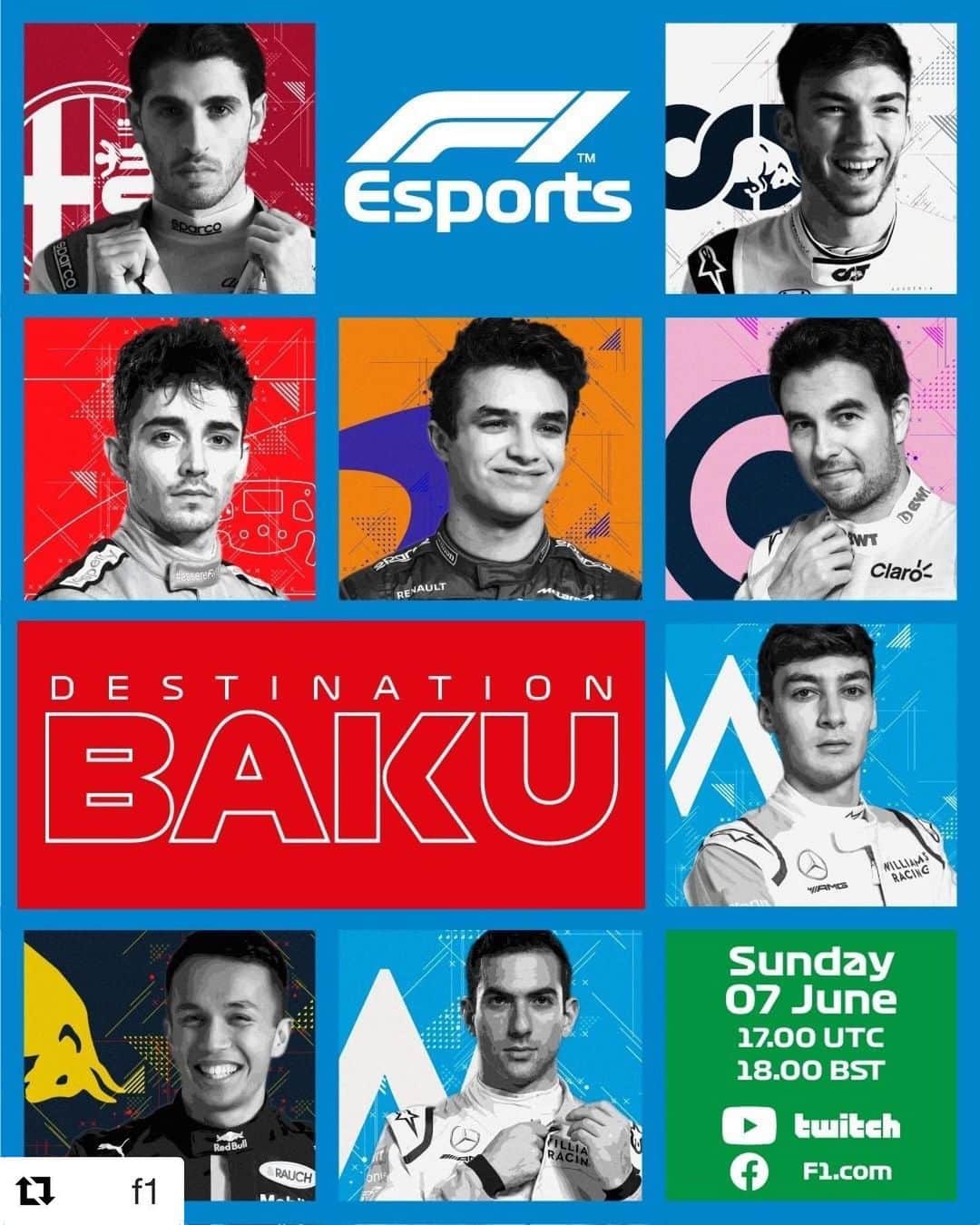 セルジオ・ペレスさんのインスタグラム写真 - (セルジオ・ペレスInstagram)「No podía perderme de correr en #Baku 💪😎 Sigan el sp11esports en @twitch  #Repost @f1 with @get_repost ・・・ This. Is. Baku! 🇦🇿 @schecoperez and @pierregasly join the squad for our latest Virtual Grand Prix 💪 . #F1 #Formula1 #F1Esports #VirtualGP #RaceAtHome」6月5日 5時19分 - schecoperez
