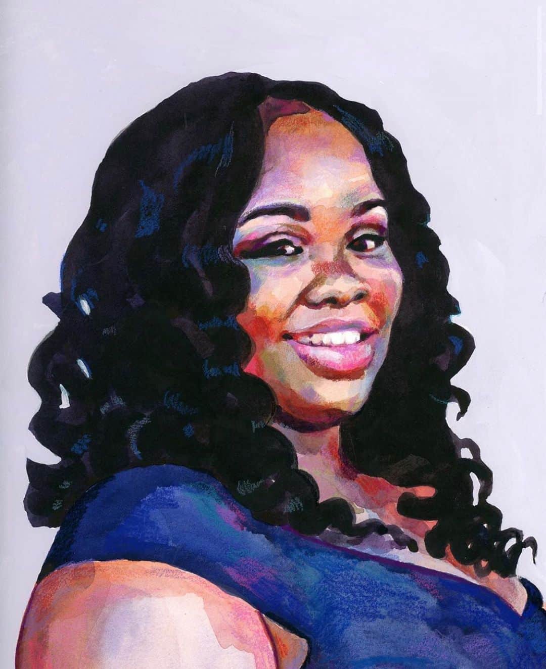 アミン・エル・ガマルのインスタグラム：「today is 👑 breonna’s bday. link to official actions in bio. #birthdayforbreonna #blm (artwork by @chloebbren) ✊🏽✊🏾✊🏿」