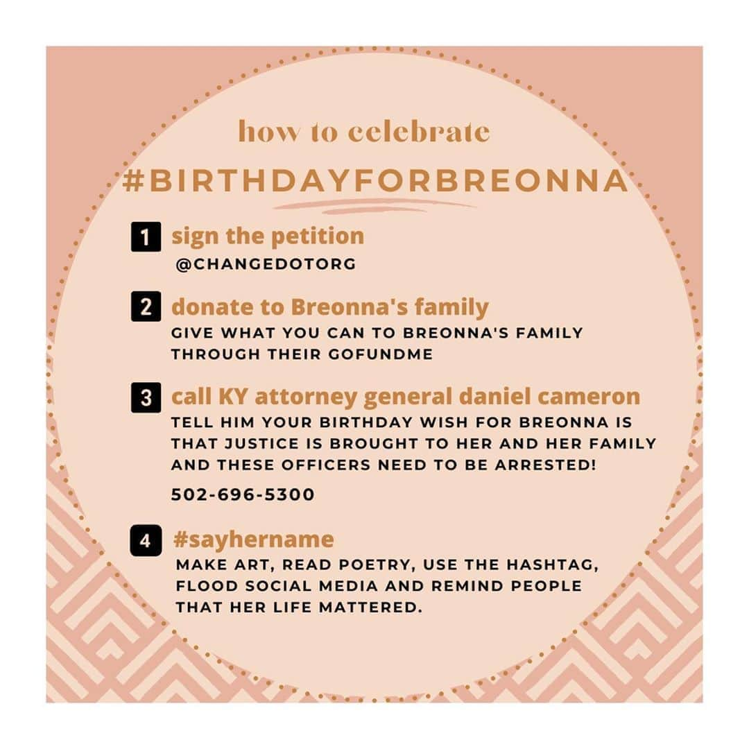 ラシダ・ジョーンズさんのインスタグラム写真 - (ラシダ・ジョーンズInstagram)「Breonna Taylor would be turning 27 tomorrow had her life not been stolen from her. Let's honor her memory, and the countless other black women who have been killed by police or died in police custody, by supporting Breonna’s family in their time of need and demanding the arrest of the officers who murdered her. Links in my Story. #birthdayforbreonna #sayhername #blacklivesmatter」6月5日 8時44分 - rashidajones