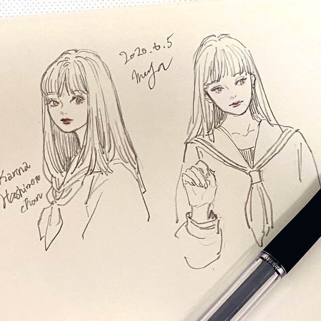 miya(ミヤマアユミ)さんのインスタグラム写真 - (miya(ミヤマアユミ)Instagram)「今日のスケッチ✏️ #artwork #art #illust #illustration #draw #illustrator #イラスト #イラストレーター #手描き #手書き #アナログ #アナログイラスト #ガールズイラスト #セーラー服」6月5日 15時45分 - miya78pic