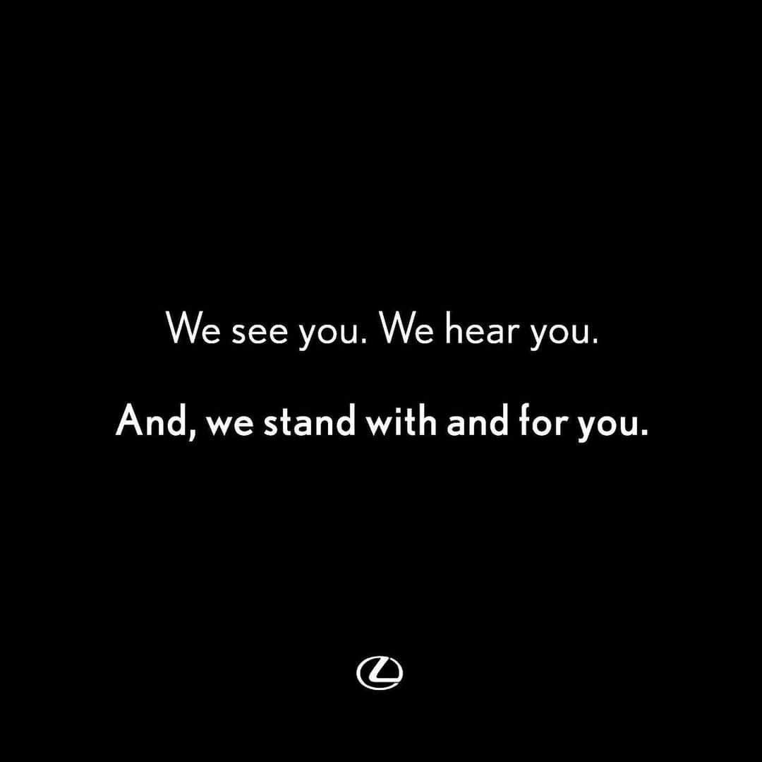 Lexus USAのインスタグラム：「Use our comments section to tell us how we can do more to raise awareness in an effort to end unacceptable bigotry and societal issues of violence, killings and racism.」