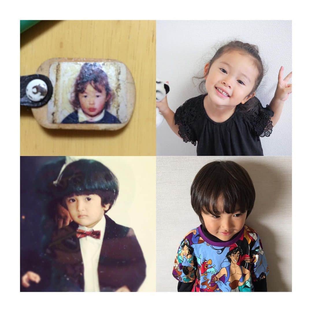 ハナフサユウスケのインスタグラム：「👨‍👩‍👧‍👦似てるかな？笑 ＊ ＊ 妻『あんたのこの顔なんかムカつくよな』 ＊ ＊ まぁ、たしかに😂 ＊ ＊ #hairarrange#ヘアアレンジ#ヘアセット#ヘアアレンジ動画#セルフアレンジ#updo#モデル#撮影#キッズモデル#kids#kidsfashion#kidshair#キッズコーデ#子供#息子#7歳#娘#5歳#親バカ#韓国ファッション#韓国子供服#kidsmodel#お団子ヘア#美容師#簡単アレンジ#家族写真#七五三」