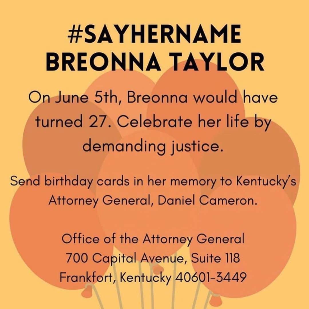 アンナ・パキンさんのインスタグラム写真 - (アンナ・パキンInstagram)「#Repost @appleofhisai ・・・ Thank you @battymamzelle for this initiative and a way to honor #BreonnaTaylor while still demanding justice. ****************************************** NOTE: For the vulnerable still unable to leave your homes during this ongoing pandemic  @culturegreetings is a black-owned greeting card company that will print and mail the cards for you」6月5日 23時50分 - _annapaquin