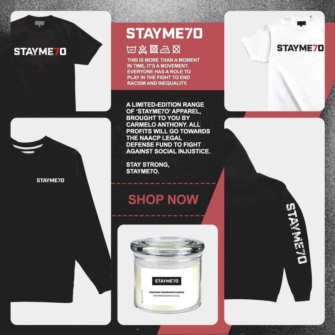 カーメロ・アンソニーさんのインスタグラム写真 - (カーメロ・アンソニーInstagram)「Everyone has a role to play in the fight to end racism and inequality. Limited edition of StayMe7o products available now. Profits will go towards fighting social injustice. Link in bio」6月6日 0時09分 - carmeloanthony