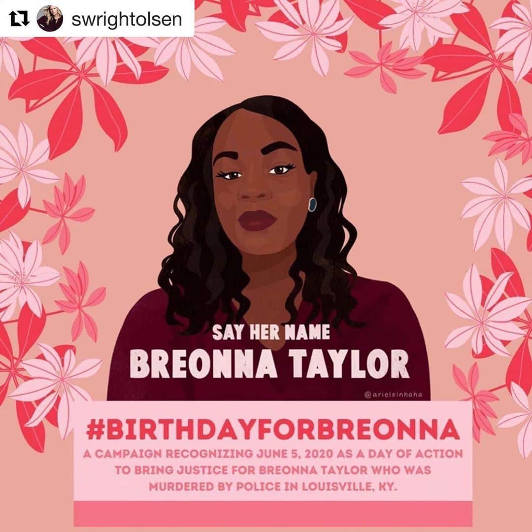 エリック・クリスチャン・オルセンのインスタグラム：「We need a federal ban on no-knock warrants. Plain and simple. They are a disgrace to basic human rights.  #Repost @swrightolsen ・・・ Today is Breonna Taylor’s 27th birthday. Two months ago she was murdered in her bed by the police and the officers have not been fired, arrested or charged. Her mother still has no answers. If this was our baby girl how hard would we fight? @battymamzelle has created a site with action items to honor #breonnataylor ‘s birthday and fight for justice. Let’s put the pressure on Mayor Greg Fischer. Call his office (844) 298 2731. And check out #birthdayforbreonna and the cards that are being sent and actions you can take to support and get #justiceforbre ... Happy Birthday, Breonna.  #sayhername #justiceforbreonnataylor #yourzenmama check out our stories for direct swipe up to action items. ❤️reposting @yourzenmama」