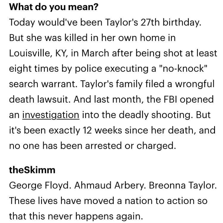 ケイティー・ルクレールさんのインスタグラム写真 - (ケイティー・ルクレールInstagram)「Breonna Taylor deserves justice #sayhername #sayhername #sayhername #blacklivesmatter #peacefulprotest」6月6日 4時30分 - katieleclerc