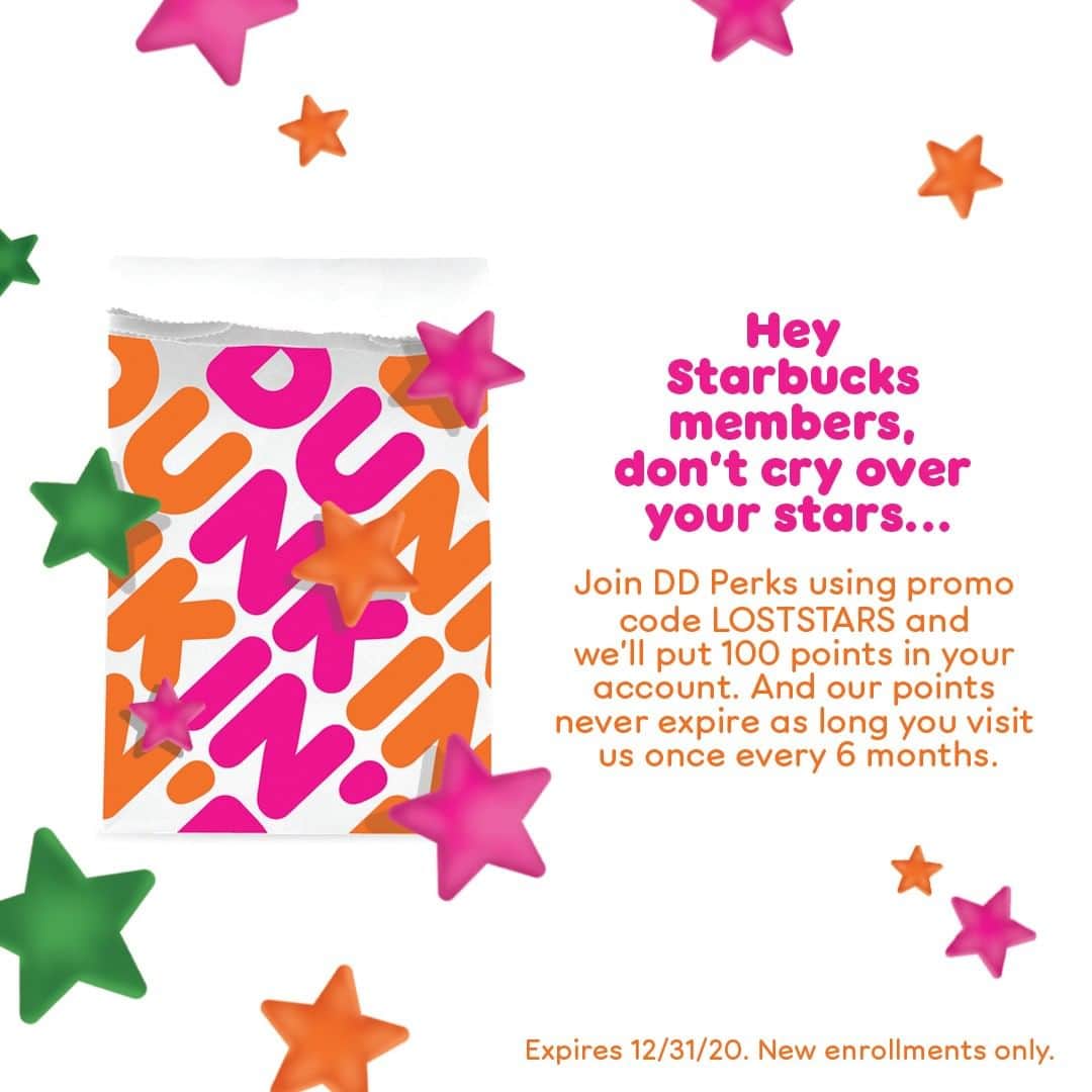 ダンキンドーナツさんのインスタグラム写真 - (ダンキンドーナツInstagram)「Wow... look at all these lost stars we found, Starbucks rewards members! Join DD Perks - link in bio.」6月6日 7時40分 - dunkin