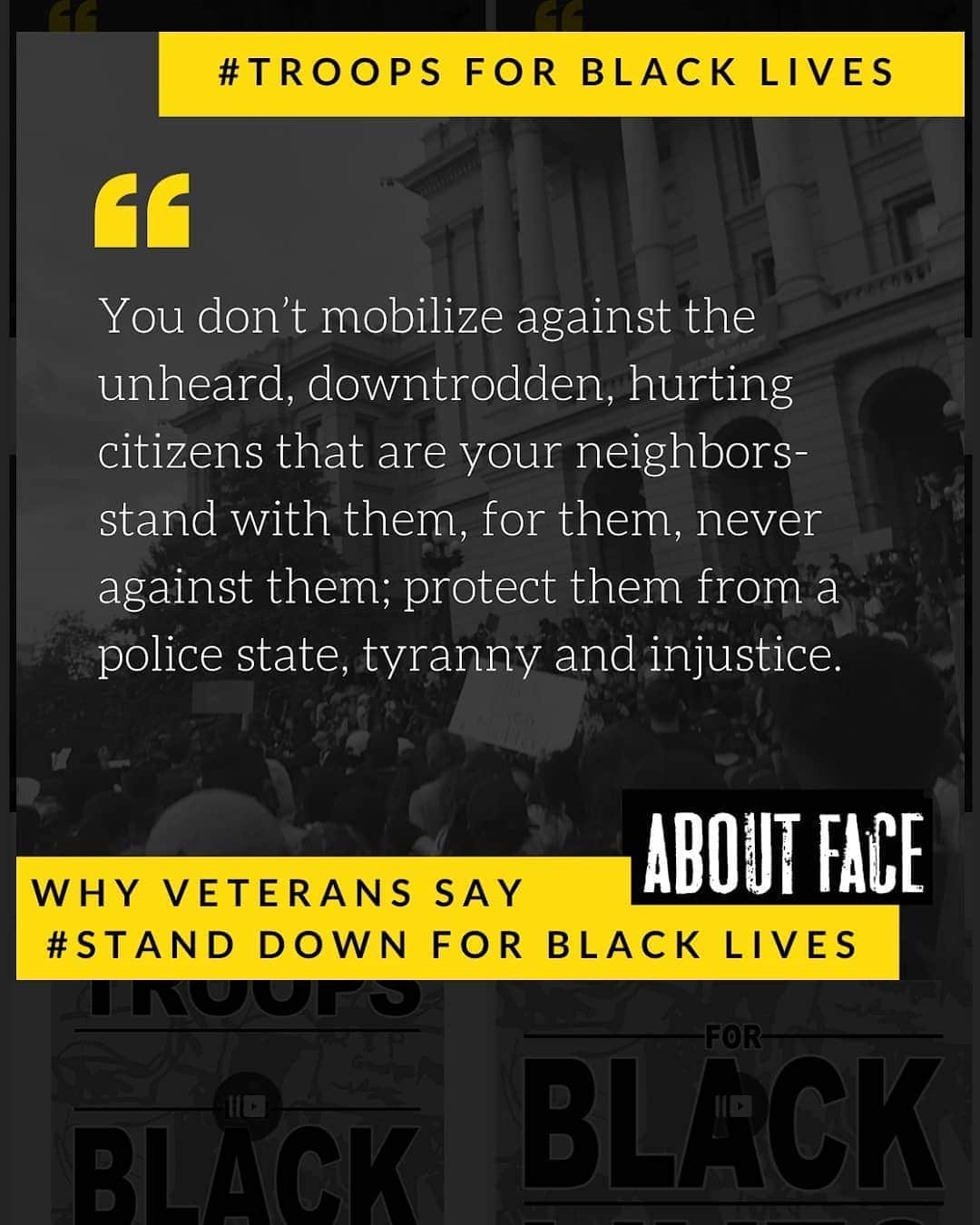 Nolan Gouldさんのインスタグラム写真 - (Nolan GouldInstagram)「I want to highlight a really cool Black-veteran led organization called Vets About Face @vetsaboutface  They're calling on the National Guard to step down and refuse their orders to summon. They provide resources and legal information for National Guard soldiers who would rather refuse their orders than oppress and brutalize their fellow citizens. They currently have a letter signed by over 700 veterans calling on the National Guard to step down and not become the violent pawns of a commander in chief intent on destroying his own citizens. Please share this info. I'm posting a link in my bio to an article about the organization.」6月6日 7時39分 - nolangould